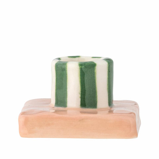 TACANA CANDLE HOLDER | PINK GREEN | STONEWARE |BLOOMINGVILLE