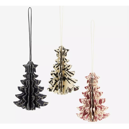 HANDMADE PAPER TREES | RECYCLED PAPER | BLACK GREY RASPBERRY | SET OF THREE | MADAM STOLTZ