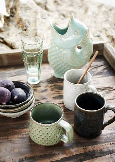 MUG WITH DOTS | GREEN | STONEWARE | MADAM STOLTZ