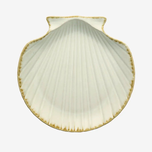 STONEWARE SEA SHELL TRAY | WHITE | MADAM STOLTZ