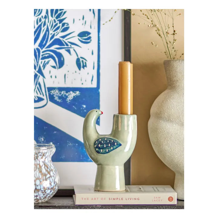 TRUDY CANDLE HOLDER | STONEWARE | BLUE | BLOOMINGVILLE