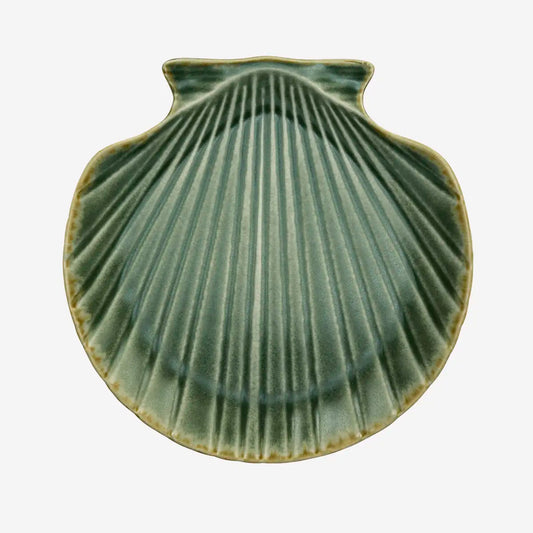 STONEWARE SEA SHELL TRAY | GREEN | MADAM STOLTZ