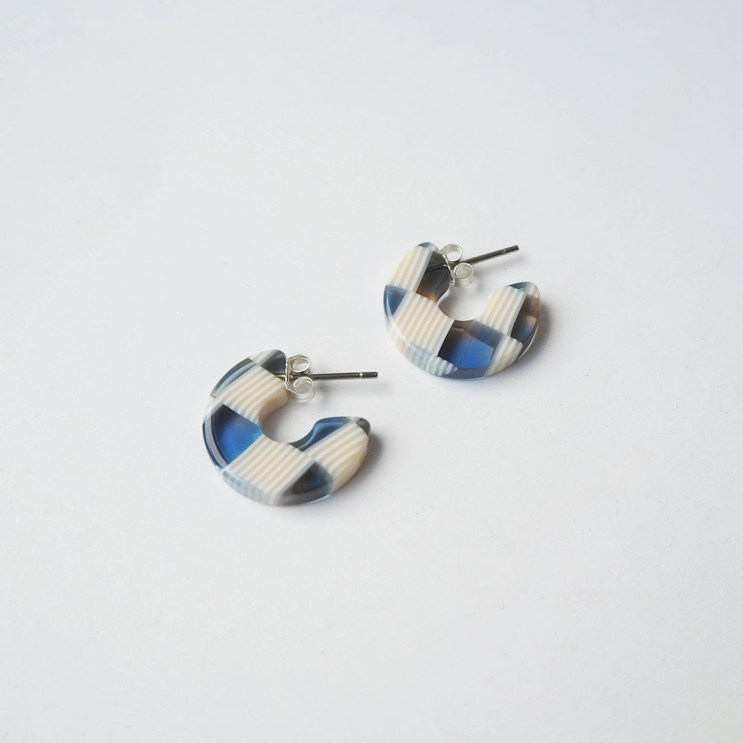 Custom Made - Ocean Checker Super Mini Hoop Earrings