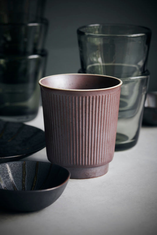BERICA COFFEE MUG | FLUTED STONEWARE | BROWN| BY HOUSE DOCTOR
