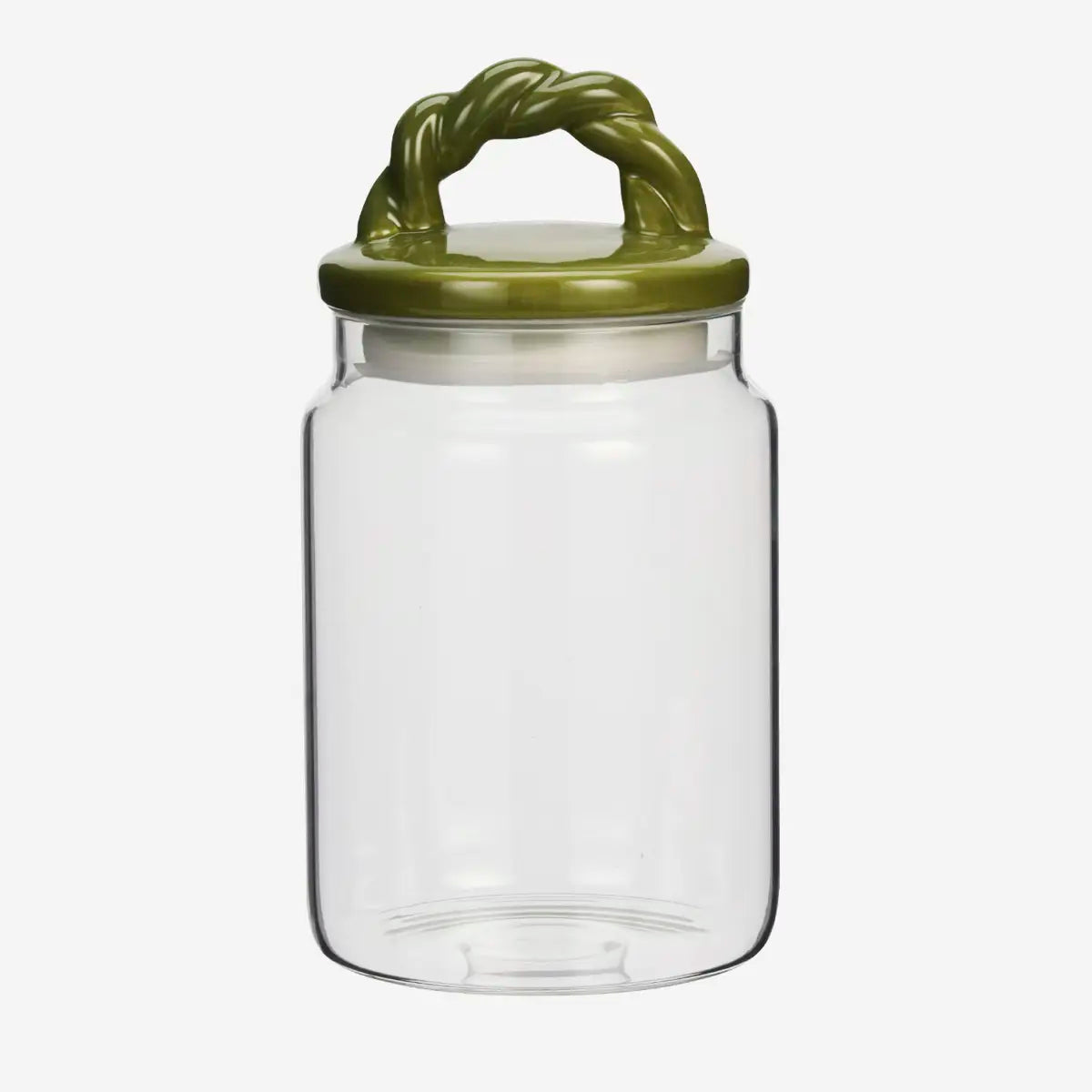 GLASS STORAGE JARS WITH CERAMIC LID | OLIVE | MADAM STOLTZ | MEDIUM