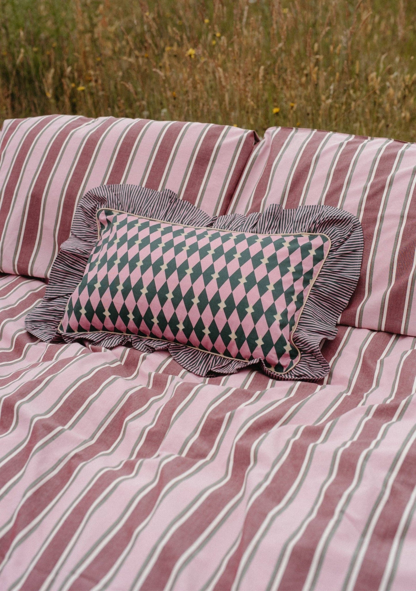 TBCo - Cotton Cushion Cover in Pink Harlequin