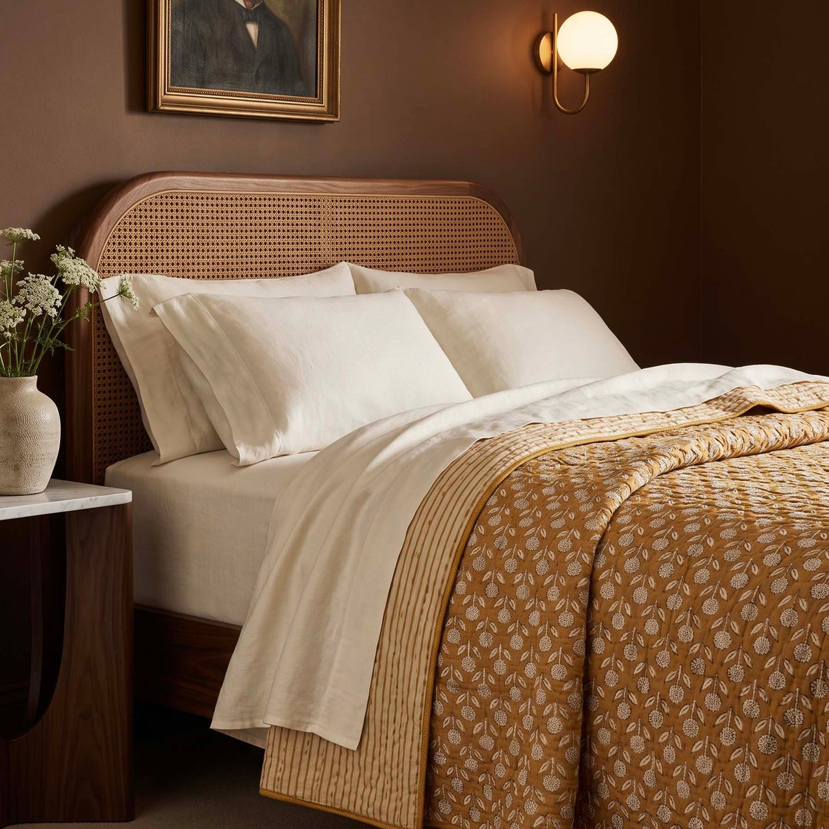 SARAH KANTHA BEDSPREAD | OCHRE | BIGGIE BEST