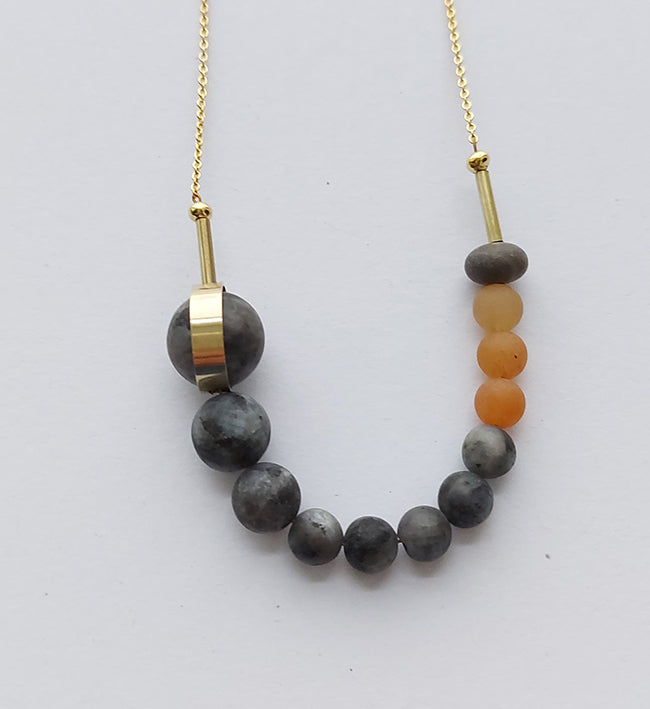 atoll necklace | lava Labradorite and agate and brass| by brass+bold