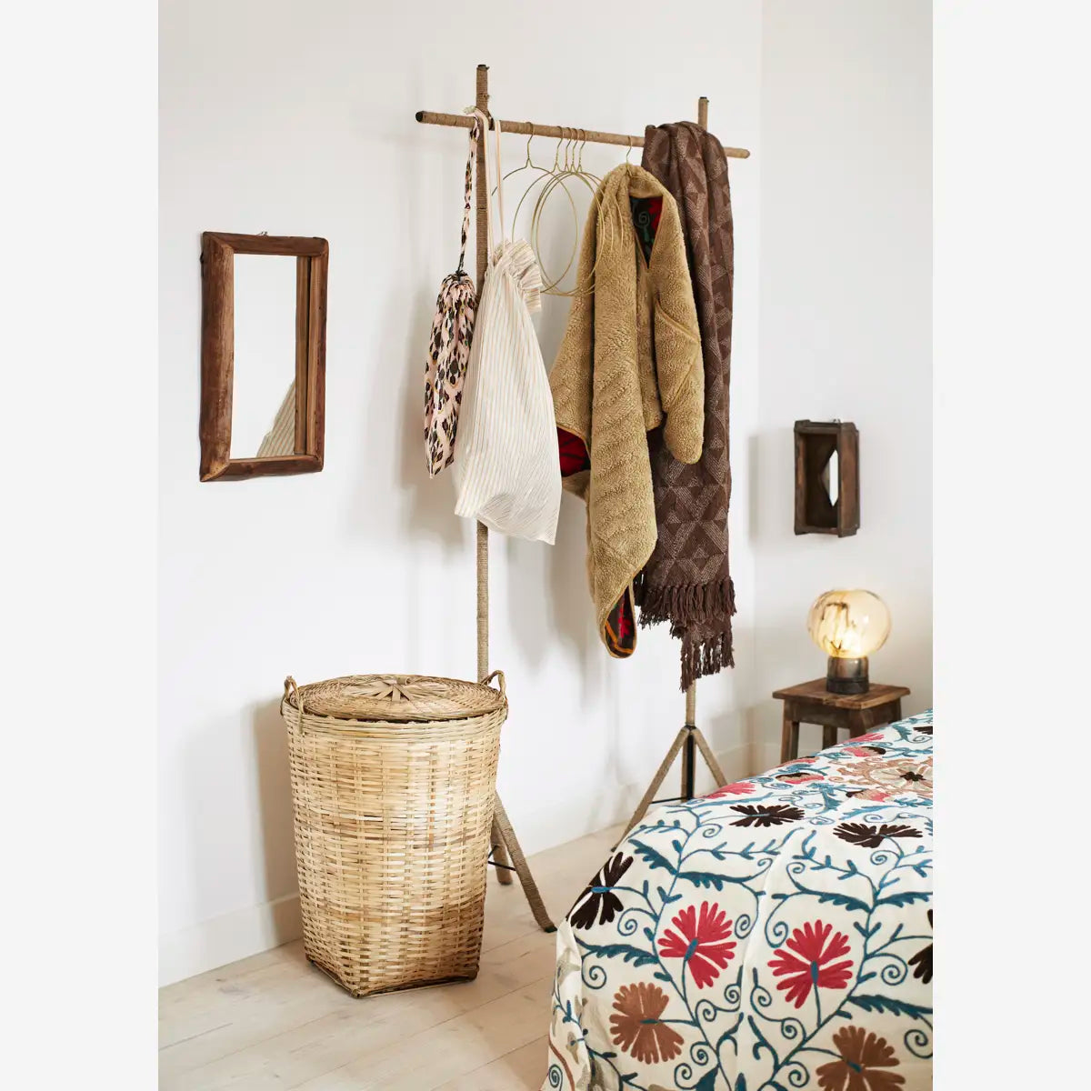 STRIPED LAUNDRY BAG | WHITE SILVER COPPER | DRAWSTRING | MADAM STOLTZ