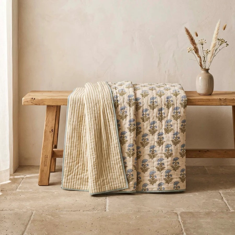 TAIKO KANTHA BEDSPREAD | BLUE | BIGGIE BEST