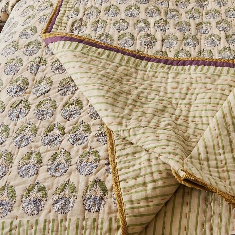 LILA KANTHA BEDSPREAD | BLUE AND GREEN | BIGGIE BEST