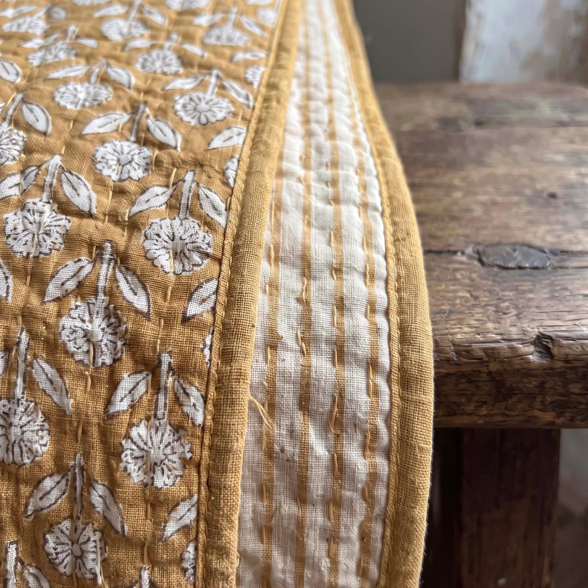 SARAH KANTHA BEDSPREAD | OCHRE | BIGGIE BEST