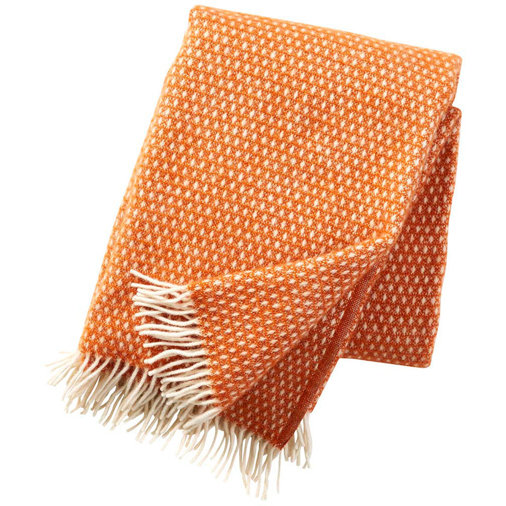 KLIPPAN |THROW | KNUT | ORANGE | 100% LAMBSWOOL