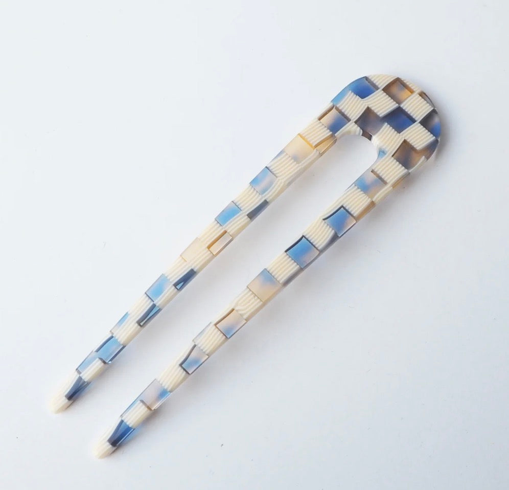 Custom Made - Ocean Checker Hair pin