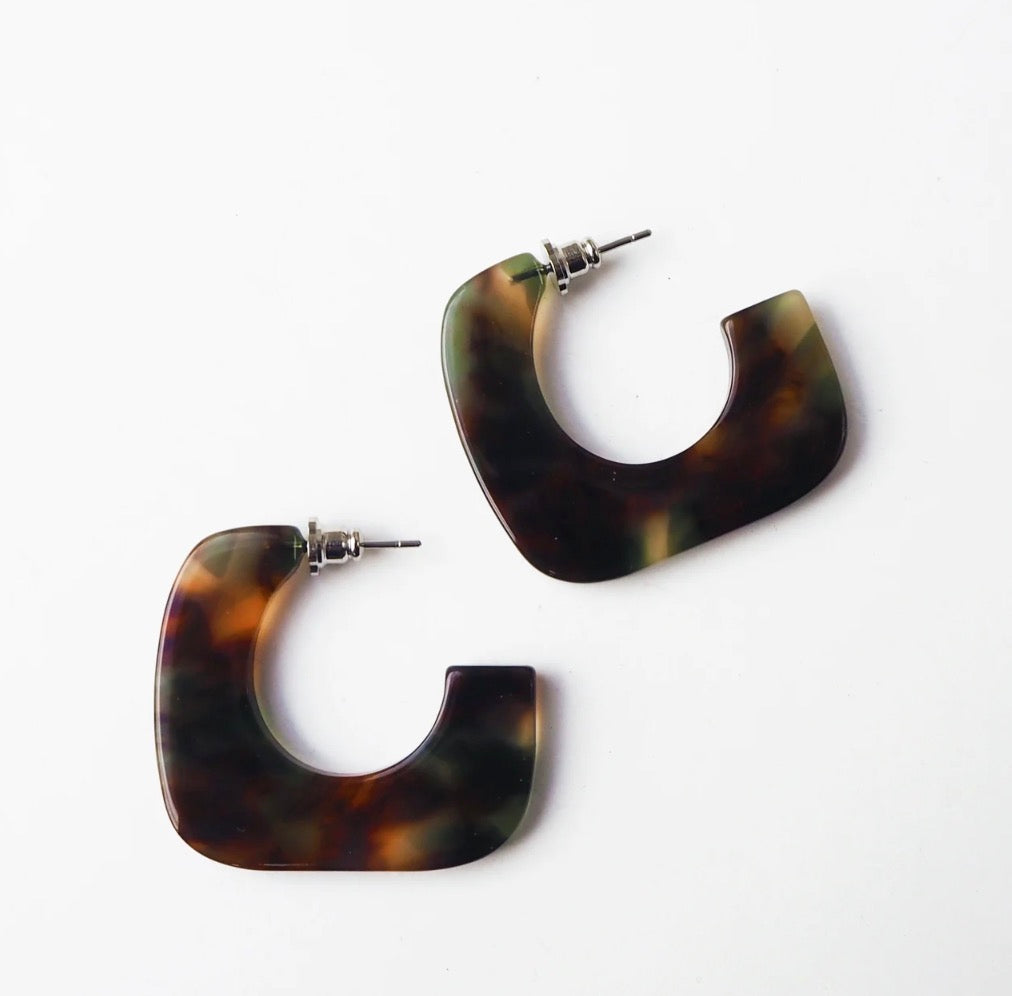 Custom Made Foret Square Statement Hoop Earrings