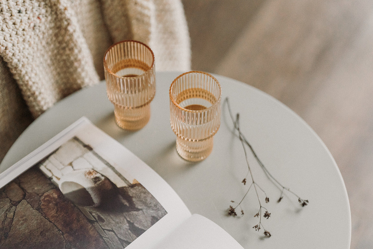 TALL FLUTED RIPPLE GLASSES | AMBER | IVYMORE