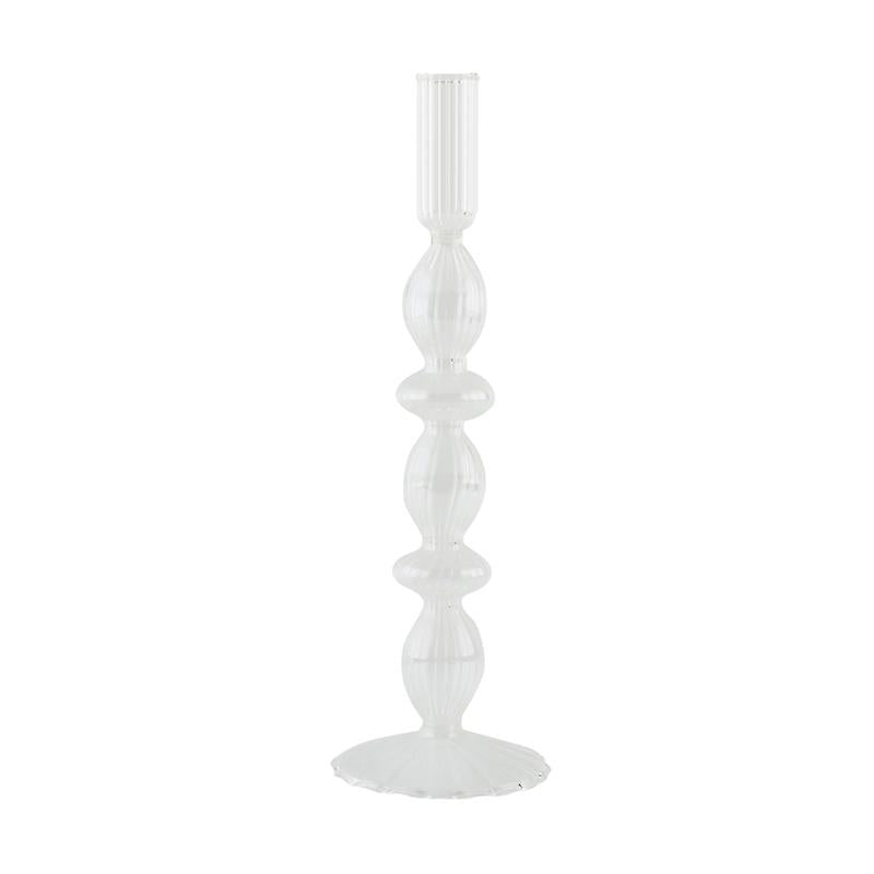 Lace Taper Glass Candlestick Holder: Clear B