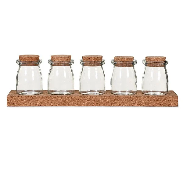 SPICE JAR RACK | FIVE JARS |GLASS |CORK |GARDEN TRADING