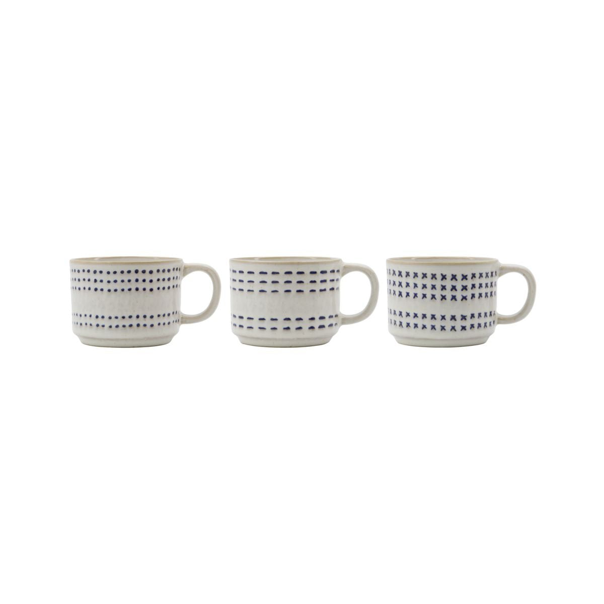 GIFT SET OF THREE MUGS |BLUE AND OFF WHITE | HOUSE DOCTOR