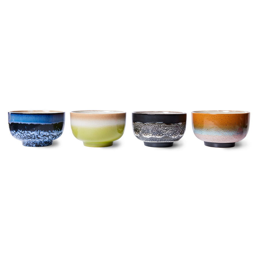 HKLIVING | 70s CERAMICS NOODLE BOWL | SET OF 4 | GROOVY