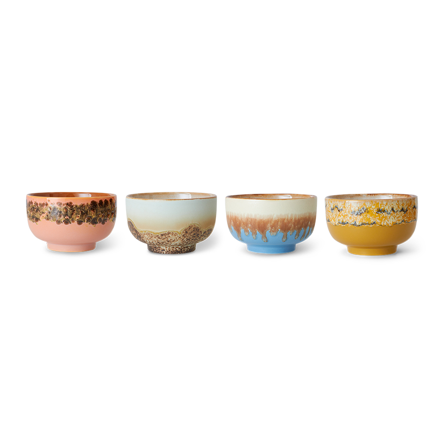 HKLIVING | 70s CERAMICS NOODLE BOWL | SET OF 4 | SEABREEZE