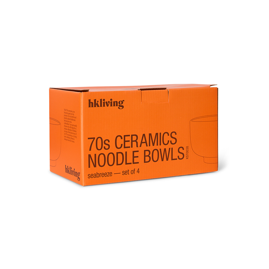 HKLIVING | 70s CERAMICS NOODLE BOWL | SET OF 4 | SEABREEZE