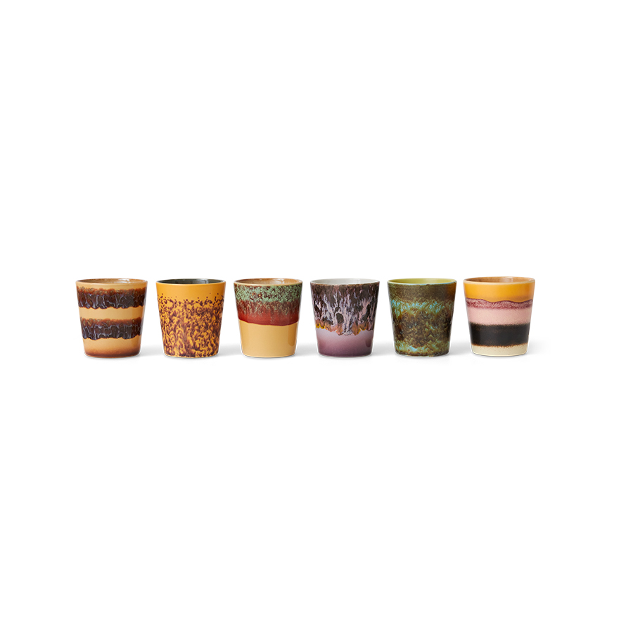 HKLIVING | 70s CERAMICS COFFEE MUGS | SET OF 6 | VALLEY