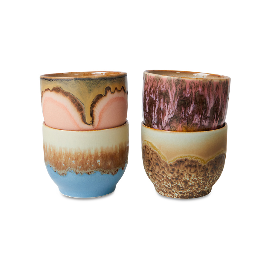 HKLIVING | 70s CERAMICS CAFÉ CUPS | SET OF 4 | LAGOON