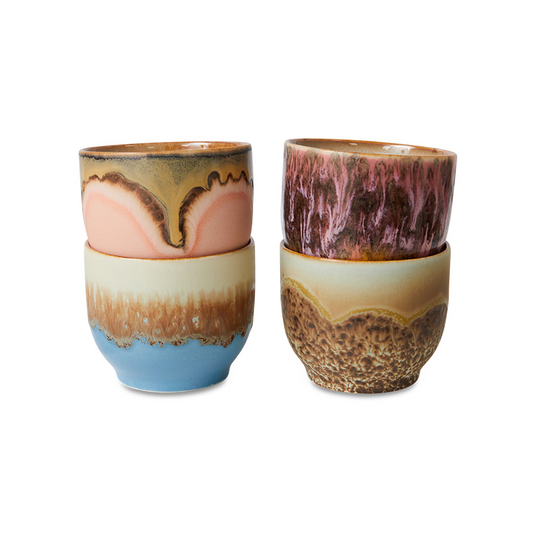 HKLIVING | 70s CERAMICS CAFÉ CUPS | SET OF 4 | LAGOON