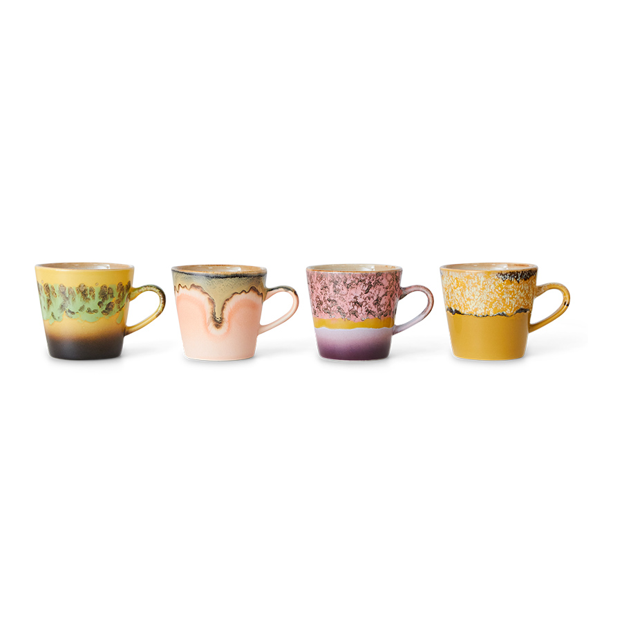 HKLIVING | 70s CERAMICS AMERICANO MUGS | SET OF 4 | RADIANT