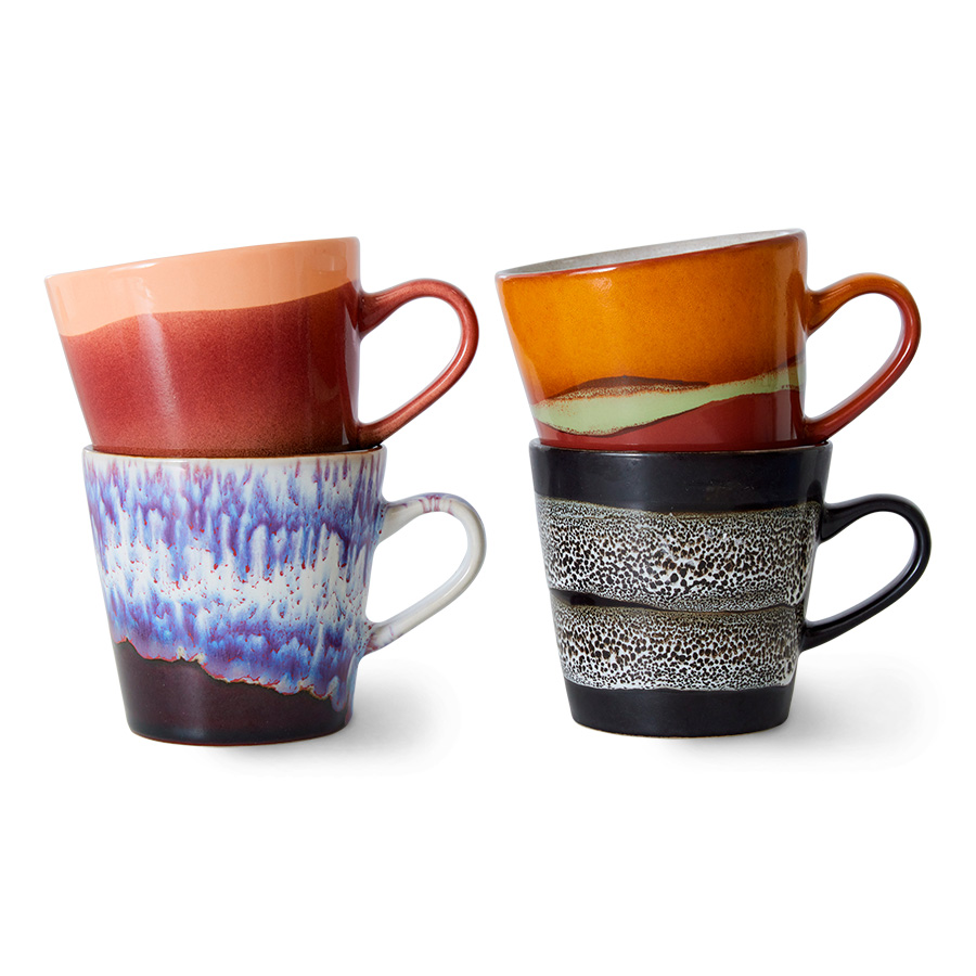 HKLIVING | 70s CERAMICS AMERICANO MUGS | SET OF 4 | FRICTION