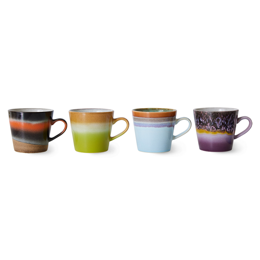 HKLIVING | 70s CERAMICS CAPPUCCINO MUGS | SET OF 4 | SOLID