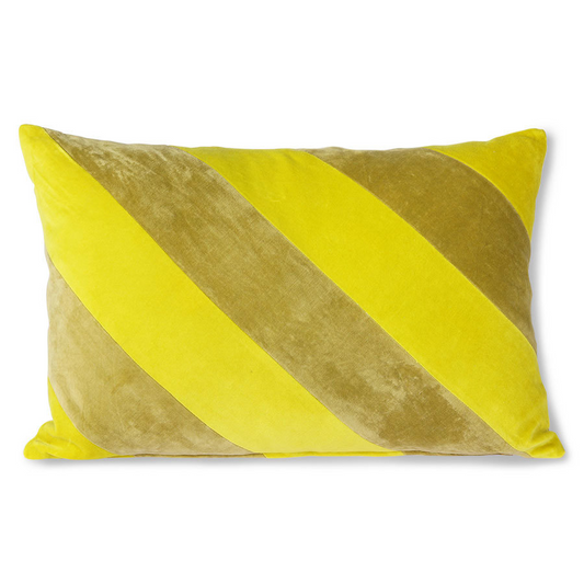 HKLIVING | STRIPED VELVET CUSHION | YELLOW & GREEN