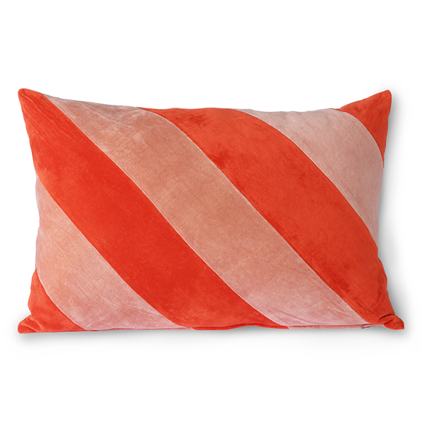 HKLIVING | STRIPED VELVET CUSHION | RED & PINK