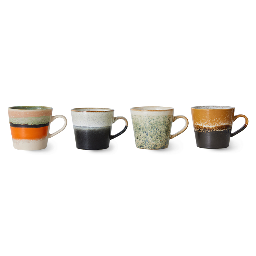 HKLIVING | 70s CERAMICS CAPPUCCINO MUGS | SET OF 4 | VERVE