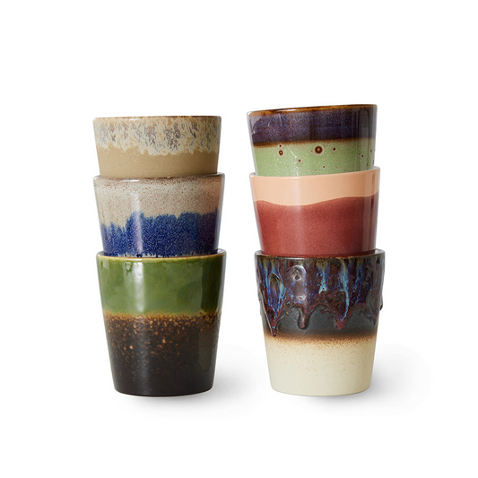 HKLIVING | 70s CERAMICS COFFEE MUGS | SET OF 6 | GROUNDING