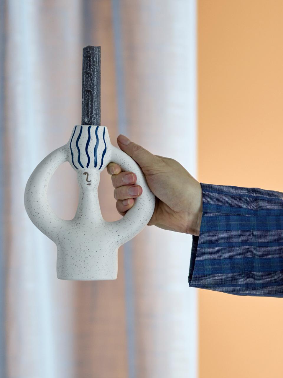 HATTIE CANDLE HOLDER | BLUE | STONEWARE | BLOOMINGVILLE