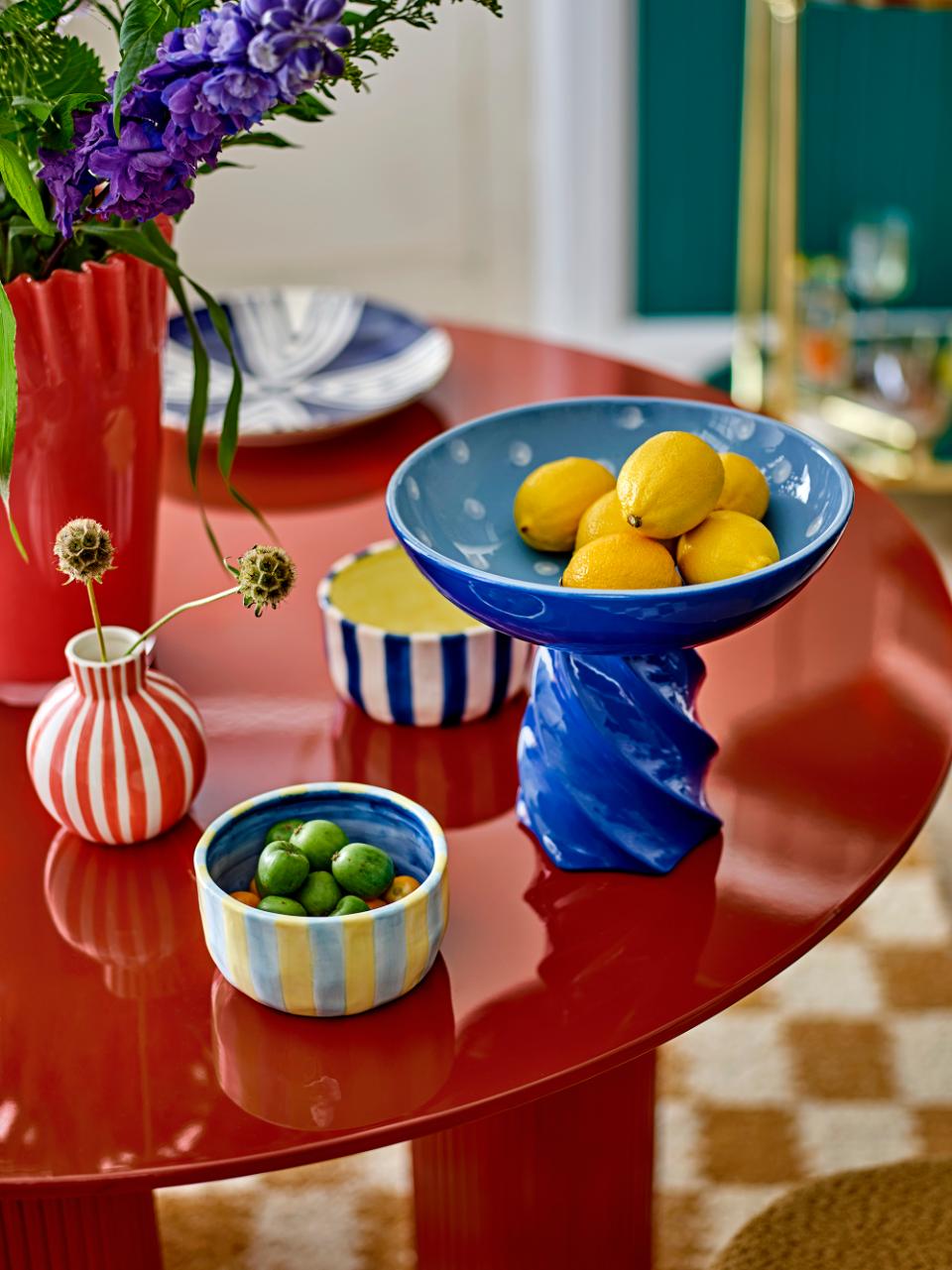 RILEY PEDESTAL BOWL | BLUE | STONEWARE | BLOOMINGVILLE