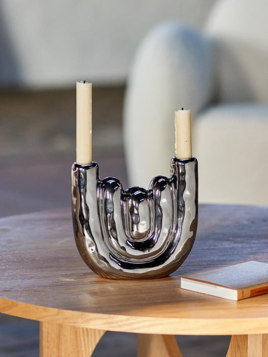 SHINE CANDLEHOLDER | SILVER | STONEWARE | BLOOMINGVILLE
