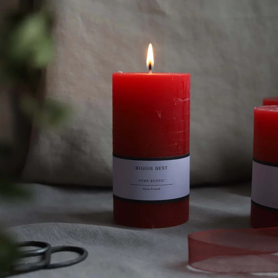 RUSTIC PILLAR CANDLE DEEP RED | BIGGIE BEST | 7 x 13 CM