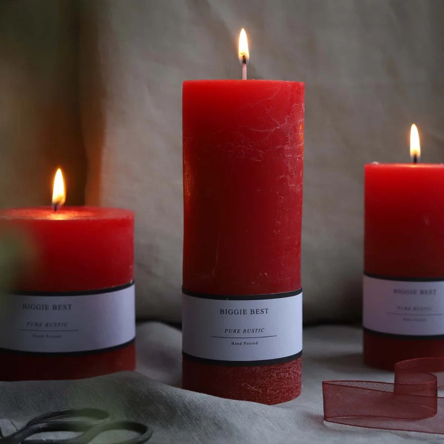 RUSTIC PILLAR CANDLE DEEP RED | BIGGIE BEST | 7 x 13 CM