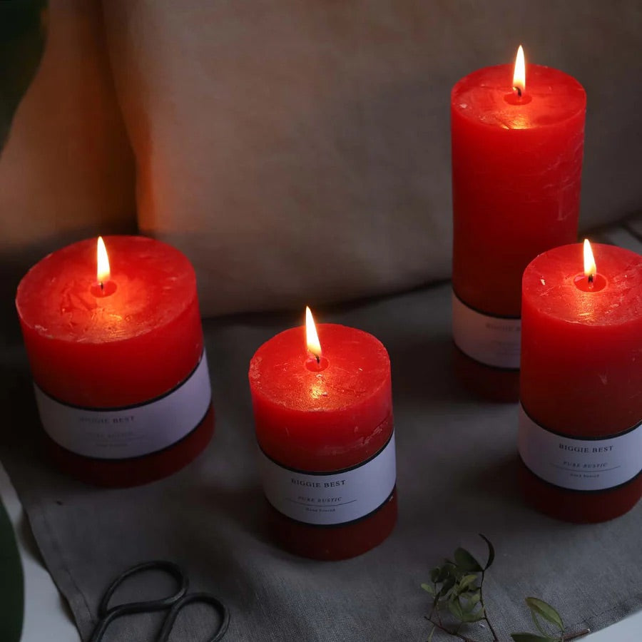 RUSTIC PILLAR CANDLE DEEP RED | BIGGIE BEST | 7 x 13 CM