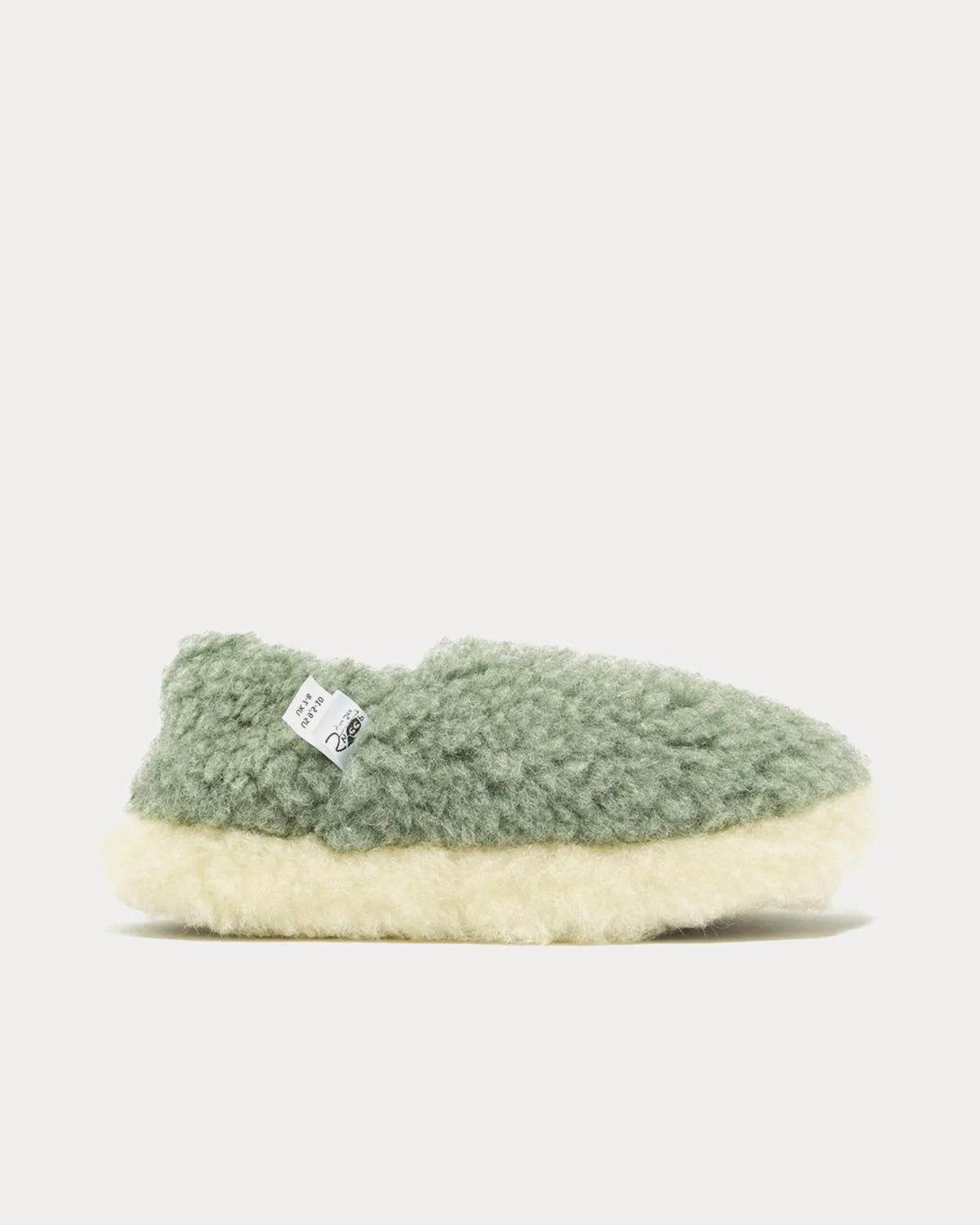 YOKO WOOL FULL SLIPPERS IN GREEN MERINO WOOL