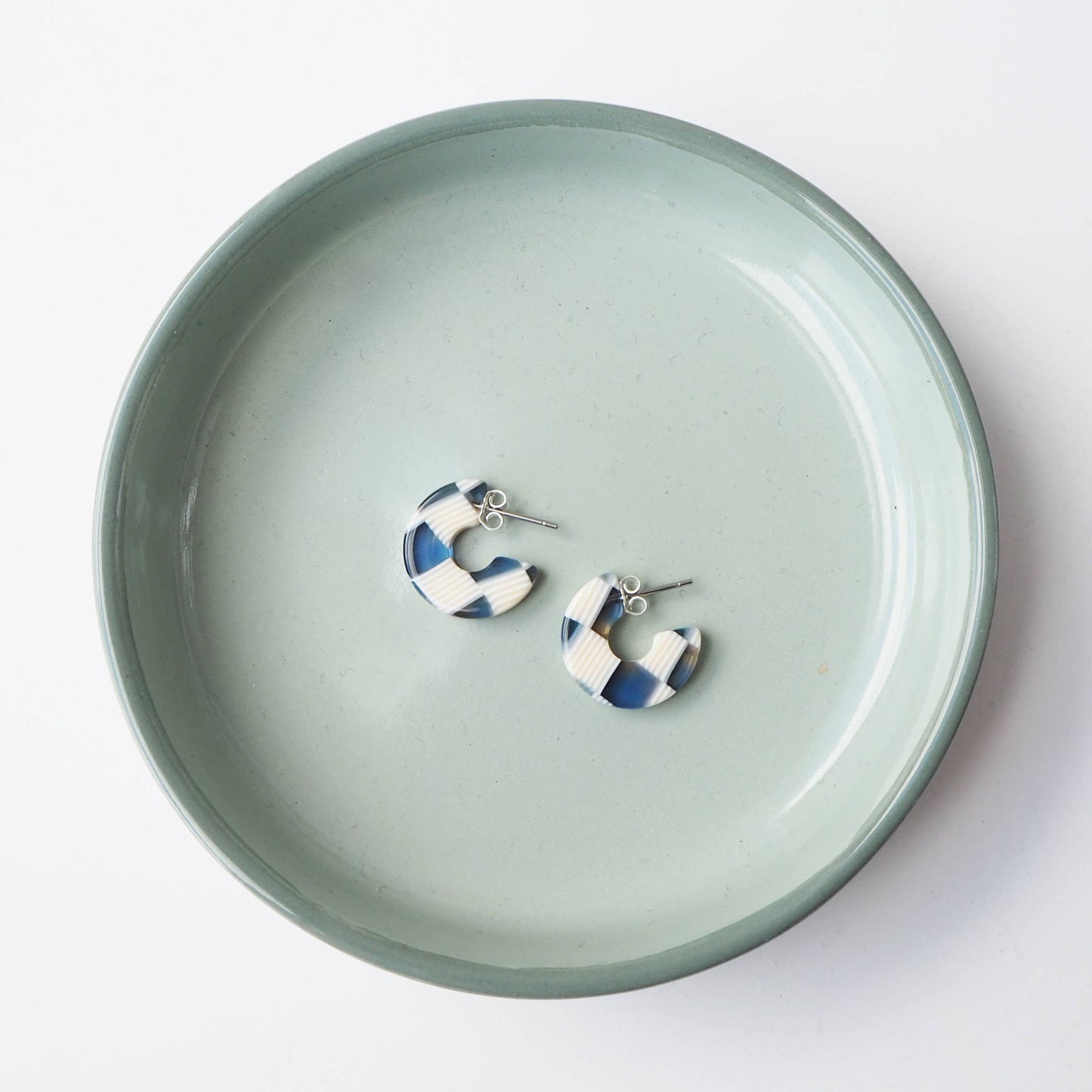 Custom Made - Ocean Checker Super Mini Hoop Earrings