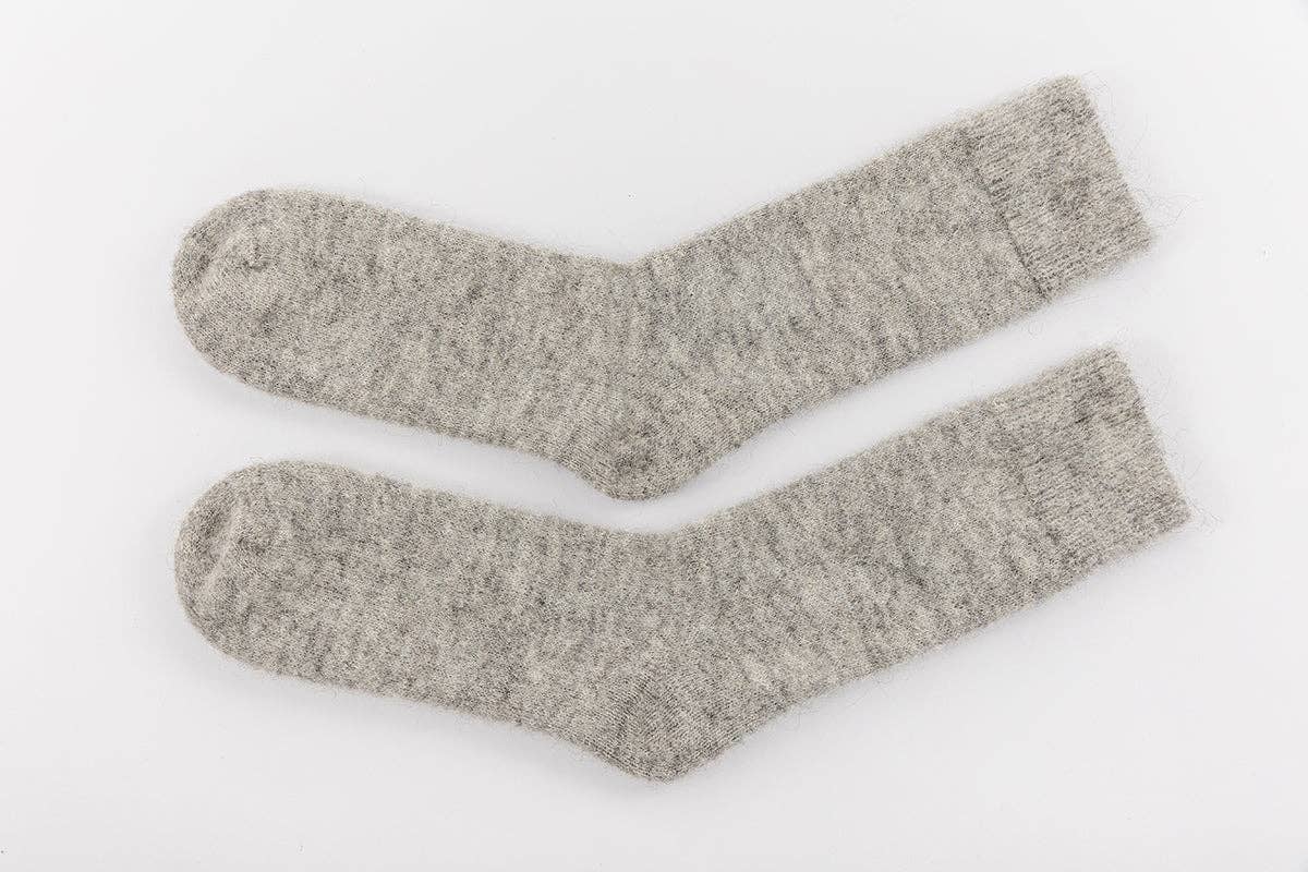 Ultra Soft Smooth Undyed Grey Alpaca Bed Socks