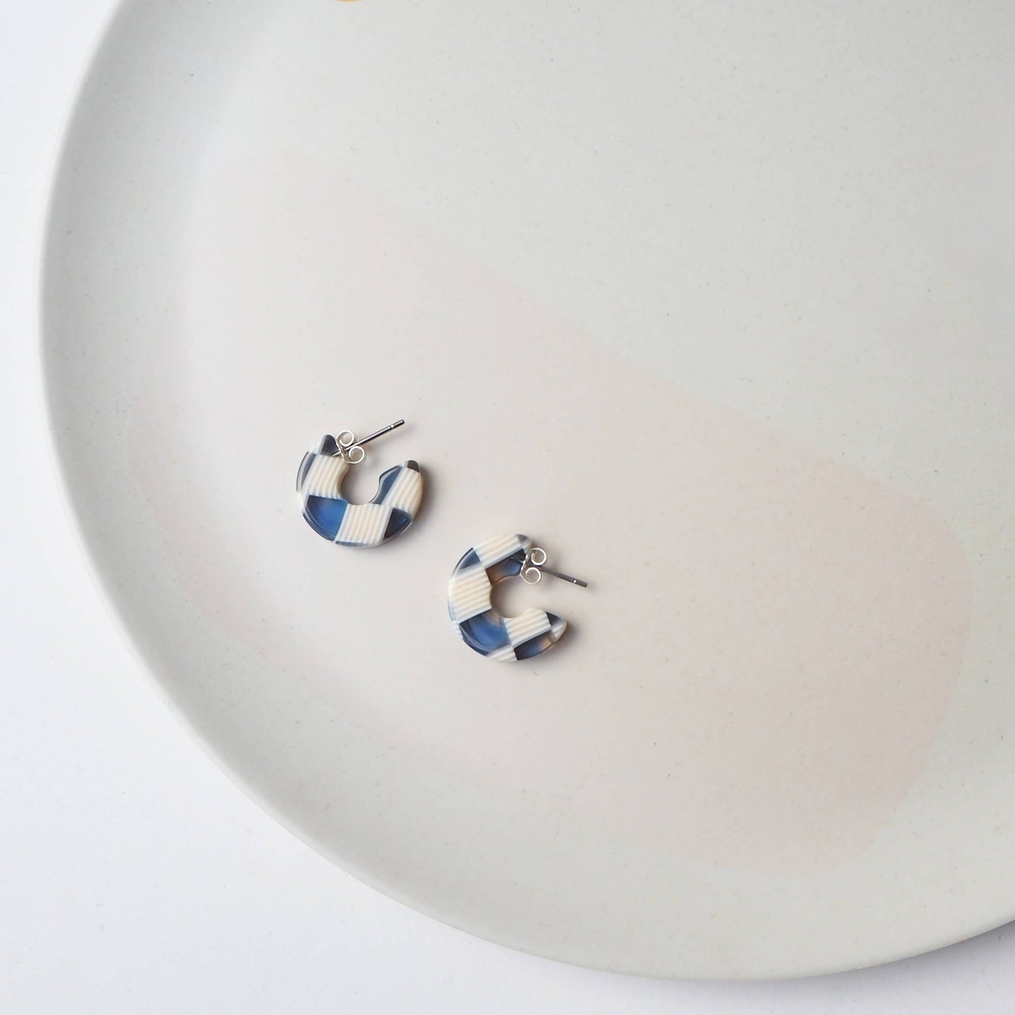 Custom Made - Ocean Checker Super Mini Hoop Earrings