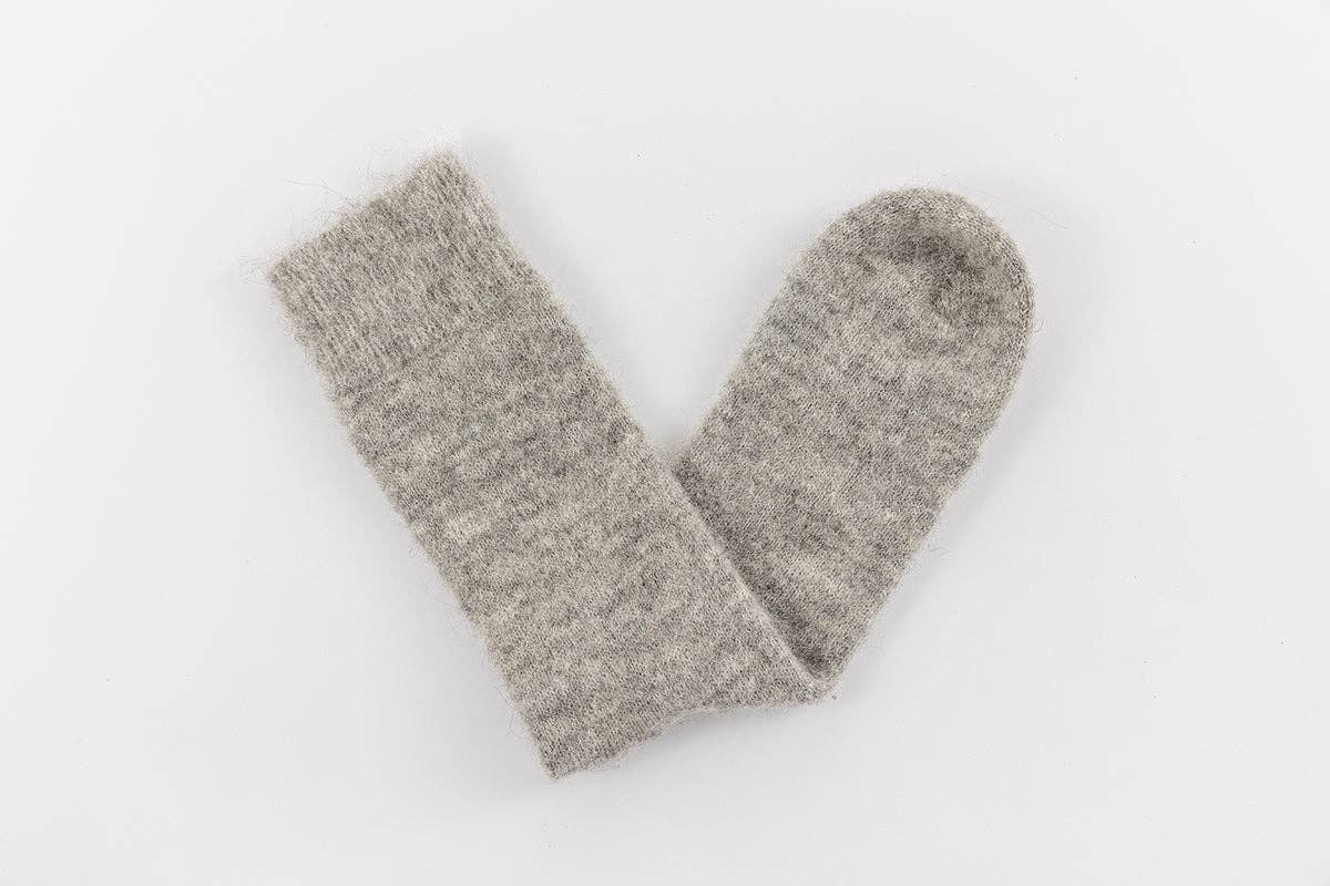 Ultra Soft Smooth Undyed Grey Alpaca Bed Socks