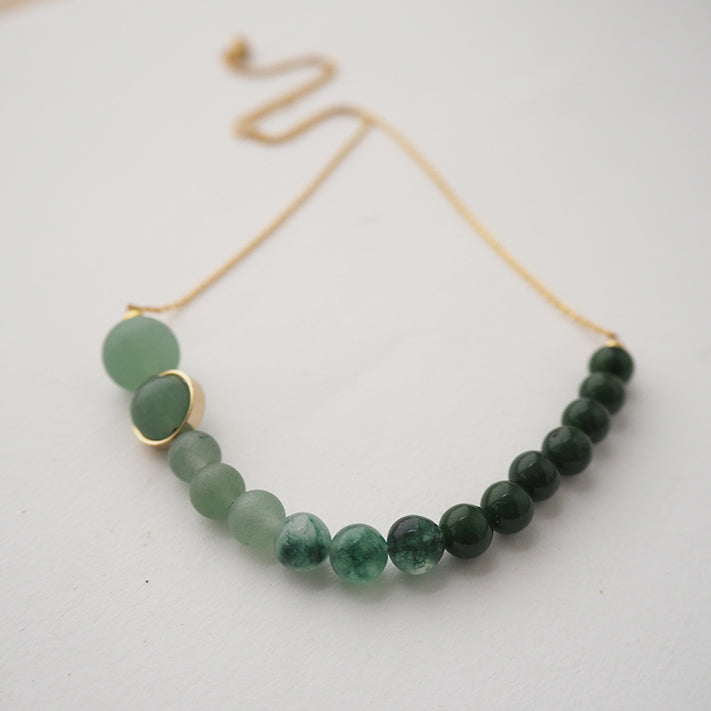 atoll necklace | seagrass jade and Aventurine and brass| by brass+bold