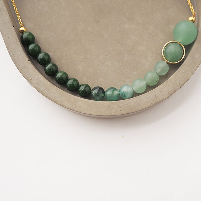 atoll necklace | seagrass jade and Aventurine and brass| by brass+bold