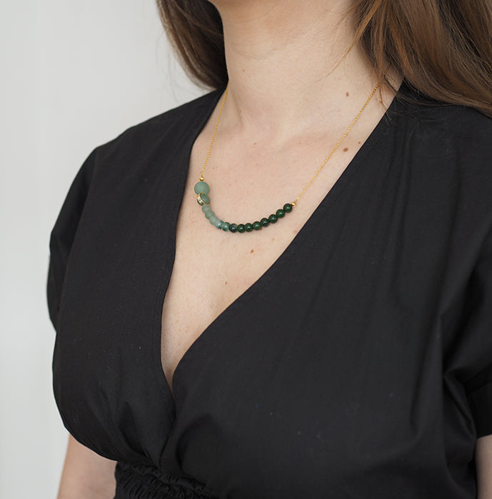 atoll necklace | seagrass jade and Aventurine and brass| by brass+bold